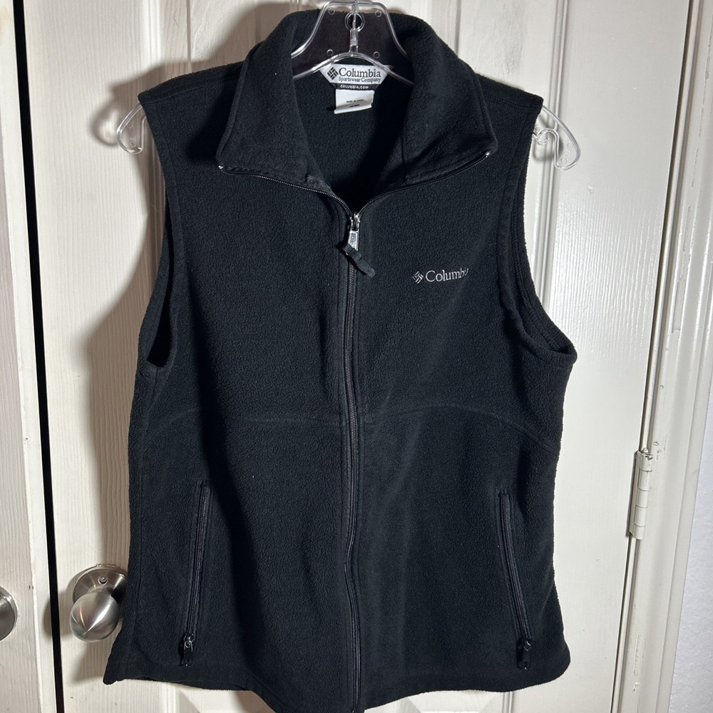Columbia Women's Fleece Black Full Zip Vest w/ Zipped Pockets, Size L